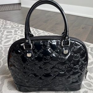 Loungefly Hello Kitty Black Patent Bowler Bag Embossed Sanrio Y2K Satchel